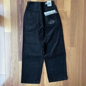 -DEADSTOCK VINTAGE RARE 90s GARMENT STAGE BLACK CORDUROY PANTS (like jnco)